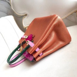 Replica Hermes Orange Pink Kelly 25 Crocodile Leather Bag