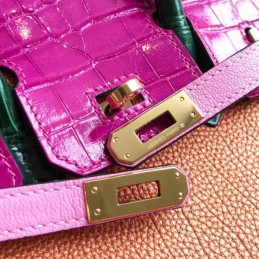 Replica Hermes Orange Pink Kelly 25 Crocodile Leather Bag