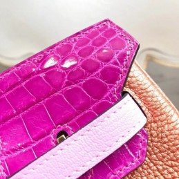 Replica Hermes Orange Pink Kelly 25 Crocodile Leather Bag