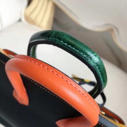Replica Hermes Black Yellow Kelly 25 Crocodile Leather Bag