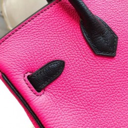 Replica Hermes Pink Black Kelly 25 Crocodile Leather Bag