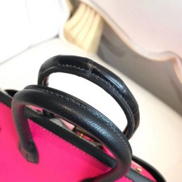 Replica Hermes Pink Black Kelly 25 Crocodile Leather Bag