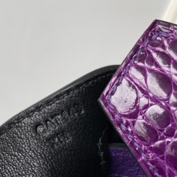 Replica Hermes Black Purple Crocodile Leather Birkin 30 Bag
