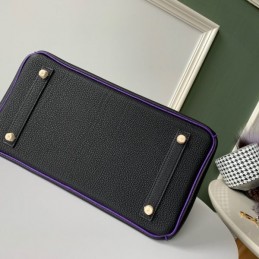 Replica Hermes Black Purple Crocodile Leather Birkin 30 Bag