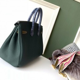 Replica Hermes Dark Green Crocodile Leather Birkin 25 Bag