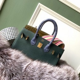 Replica Hermes Dark Green Crocodile Leather Birkin 25 Bag