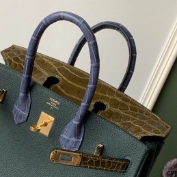 Replica Hermes Dark Green Crocodile Leather Birkin 25 Bag