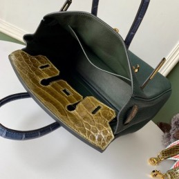 Replica Hermes Dark Green Crocodile Leather Birkin 25 Bag