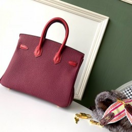 Replica Hermes Burgundy Crocodile Leather Birkin 25 Bag