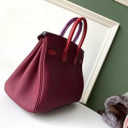 Replica Hermes Burgundy Crocodile Leather Birkin 25 Bag