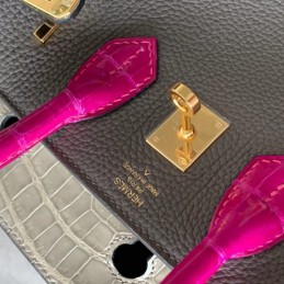 Replica Hermes Green Pink Crocodile Leather Birkin 25 Bag
