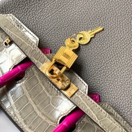Replica Hermes Green Pink Crocodile Leather Birkin 25 Bag