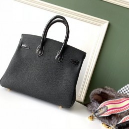 Replica Hermes Black Crocodile Leather Birkin 25 Bag