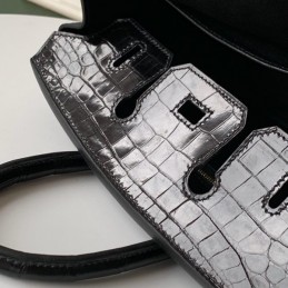 Replica Hermes Black Crocodile Leather Birkin 25 Bag