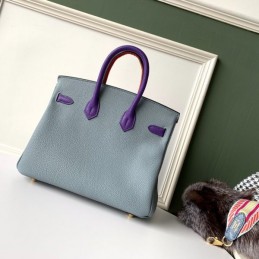 Replica Hermes Gray Blue Crocodile Leather Birkin 25 Bag
