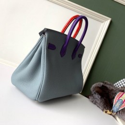 Replica Hermes Gray Blue Crocodile Leather Birkin 25 Bag