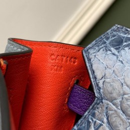 Replica Hermes Gray Blue Crocodile Leather Birkin 25 Bag