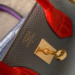 Replica Hermes Gray Blue Crocodile Leather Birkin 25 Bag
