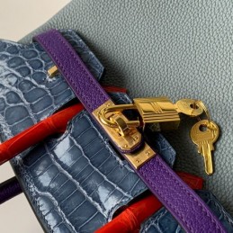 Replica Hermes Gray Blue Crocodile Leather Birkin 25 Bag