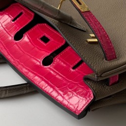 Replica Hermes Taupe Pink Crocodile Leather Birkin 25 Bag