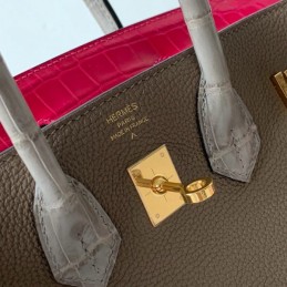 Replica Hermes Taupe Pink Crocodile Leather Birkin 25 Bag