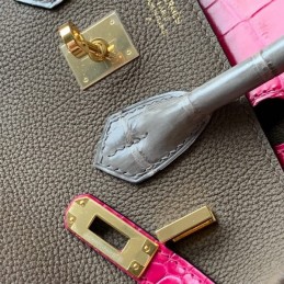 Replica Hermes Taupe Pink Crocodile Leather Birkin 25 Bag