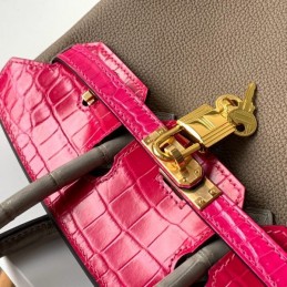 Replica Hermes Taupe Pink Crocodile Leather Birkin 25 Bag