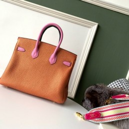 Replica Hermes Orange Pink Crocodile Leather Birkin 25 Bag