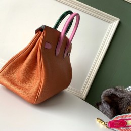 Replica Hermes Orange Pink Crocodile Leather Birkin 25 Bag