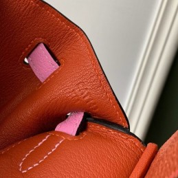 Replica Hermes Orange Pink Crocodile Leather Birkin 25 Bag