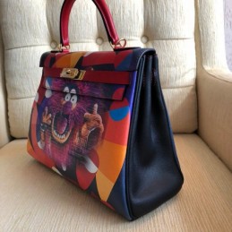 Replica Hermes Multicolor Monster Print Kelly 32 Bag