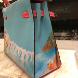 Replica Hermes Blue Cartoon Print Kelly 32 Bag