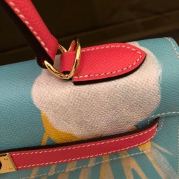 Replica Hermes Blue Cartoon Print Kelly 32 Bag