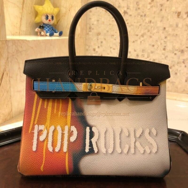 Replica Hermes Black Pop Rocks Birkin 30 Bag