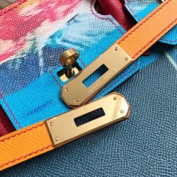 Replica Hermes Blue Art Print Birkin 30 Bag