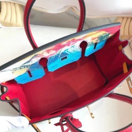 Replica Hermes Blue Art Print Birkin 30 Bag