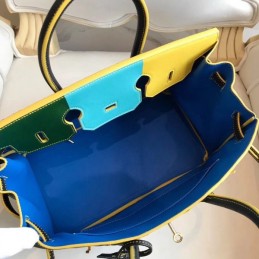 Replica Hermes Green Yellow Dragon Print Birkin 30 Bag