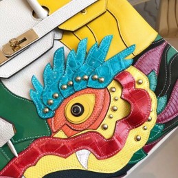 Replica Hermes White Dragon Print Birkin 30 Bag