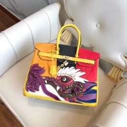 Replica Hermes Yellow Dragon Print Birkin 30 Bag