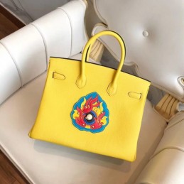 Replica Hermes Yellow Dragon Print Birkin 30 Bag