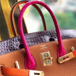 Replica Hermes Orange Pink Crocodile Leather Birkin 30 Bag