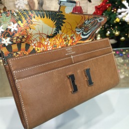 Replica Hermes Etoupe Brown Constance Long Wallet