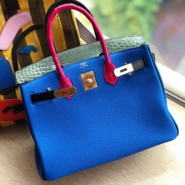 Replica Hermes Blue Crocodile Leather Birkin 30 Bag