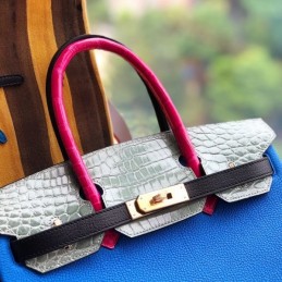 Replica Hermes Blue Crocodile Leather Birkin 30 Bag