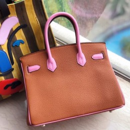Replica Hermes Brown Pink Crocodile Leather Birkin 30 Bag