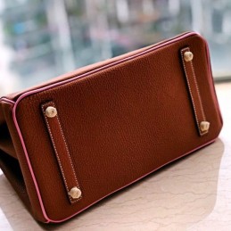 Replica Hermes Brown Pink Crocodile Leather Birkin 30 Bag