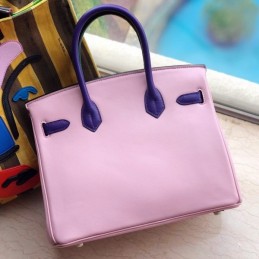 Replica Hermes Pink Gray Crocodile Leather Birkin 30 Bag