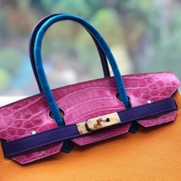 Replica Hermes Orange Pink Blue Crocodile Leather Birkin 30 Bag