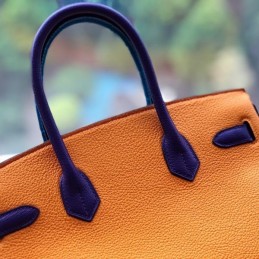 Replica Hermes Orange Pink Blue Crocodile Leather Birkin 30 Bag
