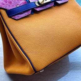 Replica Hermes Orange Pink Blue Crocodile Leather Birkin 30 Bag
